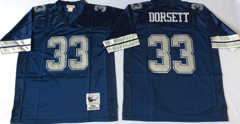 Cowboys 33 Tony Dorsett Navy M&N Throwback Jersey